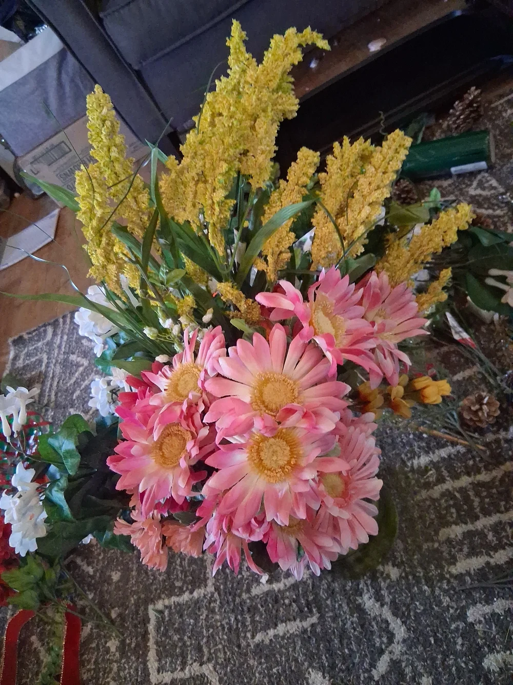 Artificial Pink Daisy & Yellow Wildflower Arrangement - Home Accents